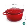Olla de hierro fundido, 24 cm, color rojo - Lacor