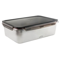 Fiambrera hermética rectangular de acero inoxidable Ecoinox Pro con tapa, 6,6 litros - Lacor