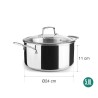 Olla de acero inoxidable con tapa, trichef, 24 cm - Lacor