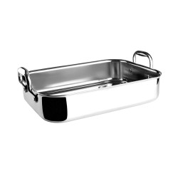 Bandeja honda de acero inoxidable para horno con asas, trichef, 35 cm - Lacor