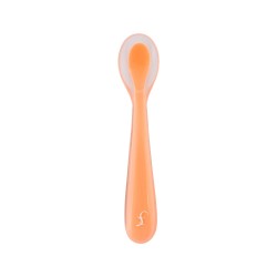Cuchara para bebés de silicona platino, color naranja - Outlet