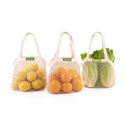 Pack 3 bolsas reutilizables de malla de algodón orgánico - Bobbibags