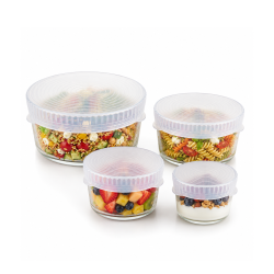Juego de 4 tapas extensibles y transparentes de silicona Silikomart