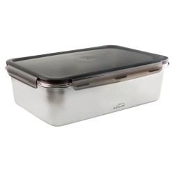 Fiambrera hermética de acero inoxidable rectangular Ecoinox Pro, con tapa, 6,6 litros - Outlet