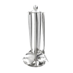 Portautensilios de cocina con 5 utensilios de acero inoxidable - Brandani