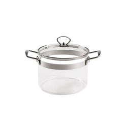 Olla de vidrio borosilicato con tapa, 3,6 l - Belissam