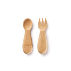 Cuchara y tenedor de bambú para bebés