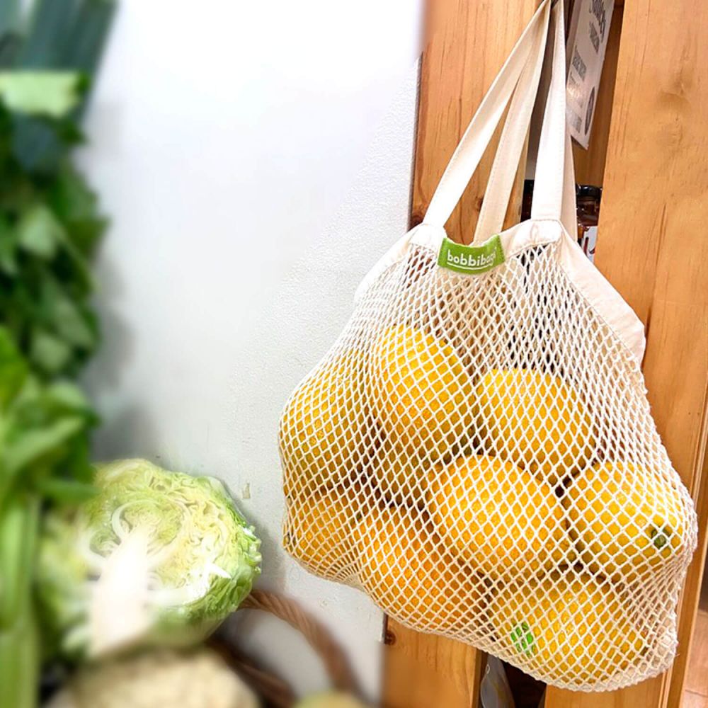 3 bolsas malla algodón orgánico para comprar frutas y verduras