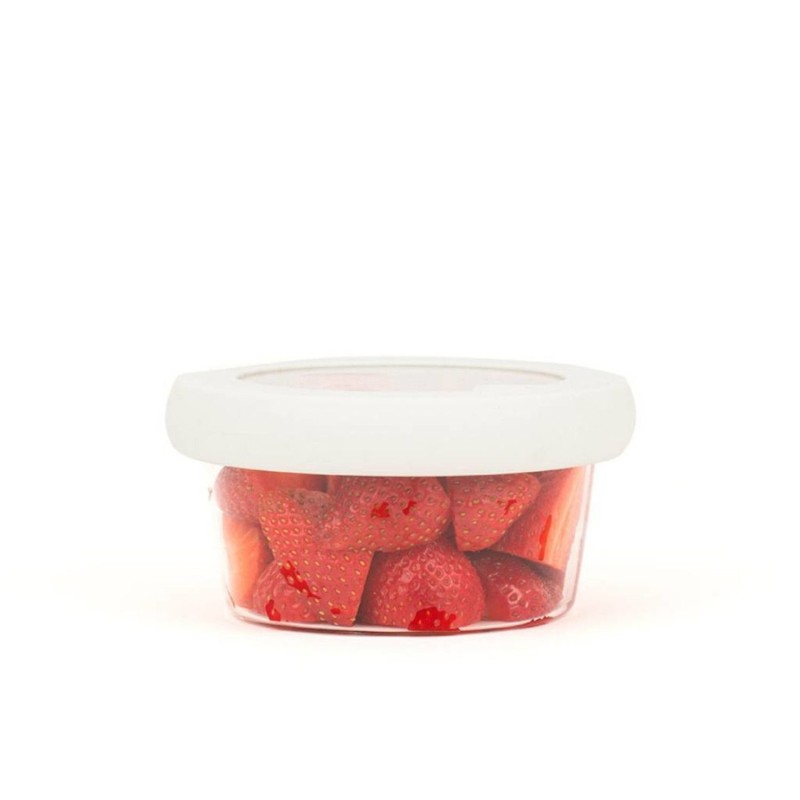 Tapa ajustable de silicona y vidrio, blanca - Food Huggers