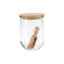 Tarro de vidrio Tulip con tapa de madera para conserva Weck - 1,06 l