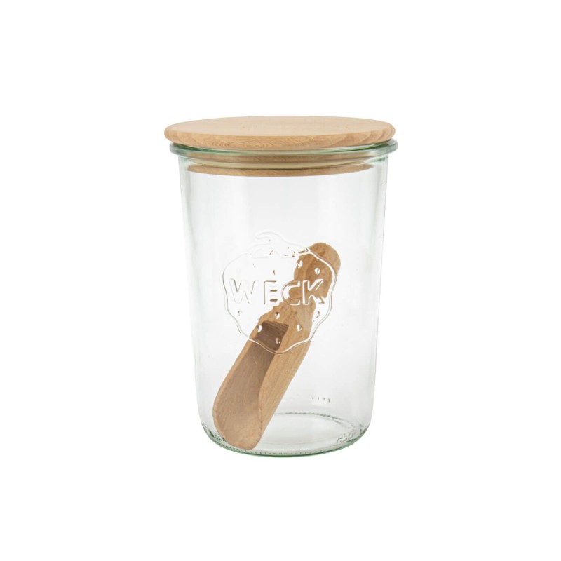 Tarro de vidrio con tapa de madera para conserva Weck - 850 ml