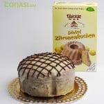 Bizcocho de espelta de limón, decorado con chocolate, Bauckhof