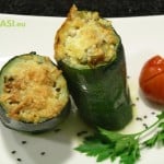 Calabacines rellenados transversalmente y gratinados