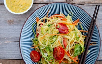 Trío de pasta fresca con salsa de mango y cilantro