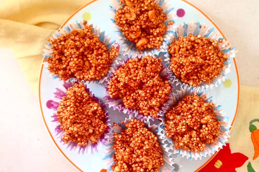 Mini pastelitos de quinoa y amaranto hinchados con endulzantes saludables