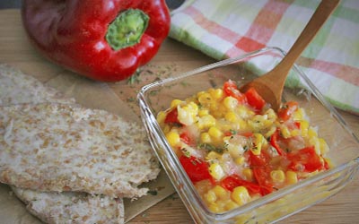Relish de maíz dulce y pimiento rojo