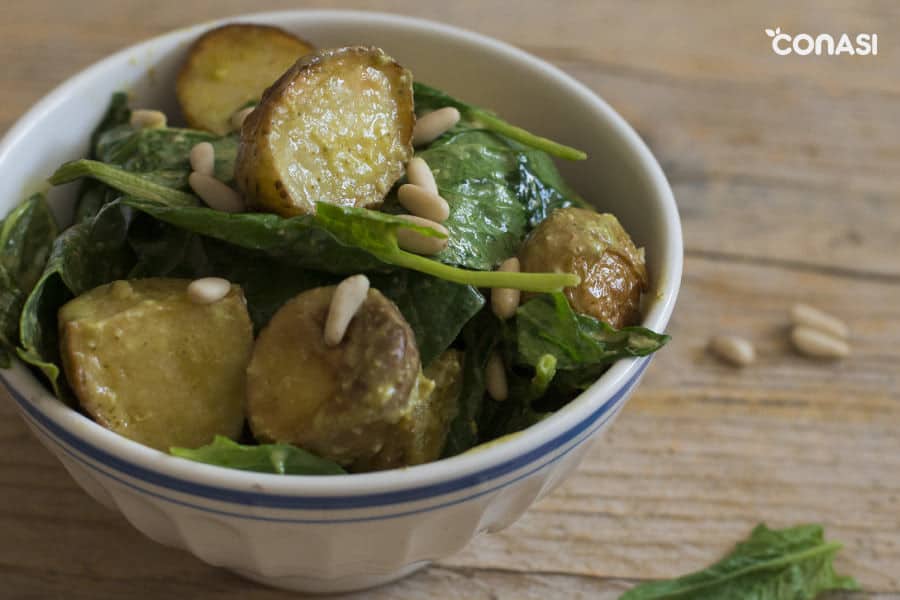 Ensalada de patatas con espinacas - Hojas verdes