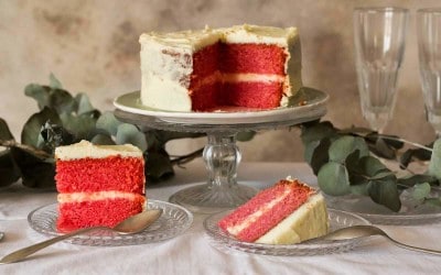 Tarta Red Velvet vegana para San valentín