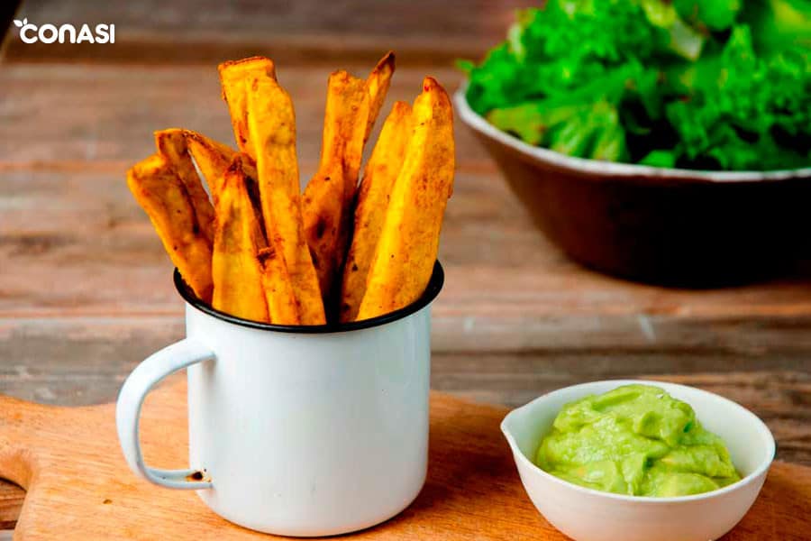 Patatas de boniato con guacamole - cómo cocinar las hortalizas