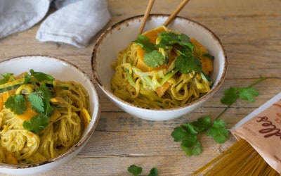 Noodles de arroz con verduras