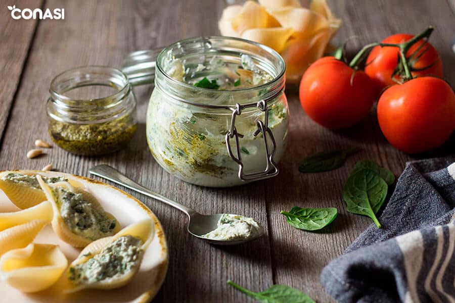 Ingredientes del relleno de las conchas de pasta