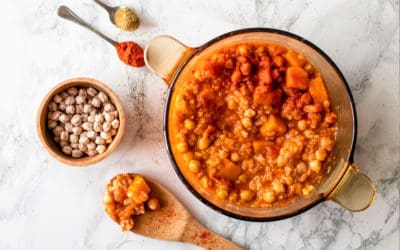 Potaje de garbanzos con arroz y calabaza