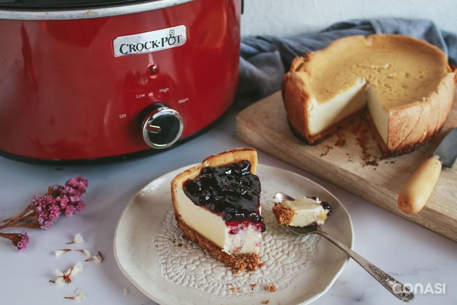 Olla de cocción lenta Crock Pot con tarta de queso