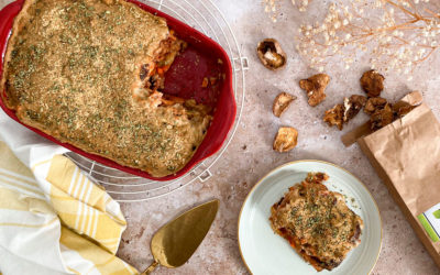 Pastel de verduras al horno con bechamel vegetal