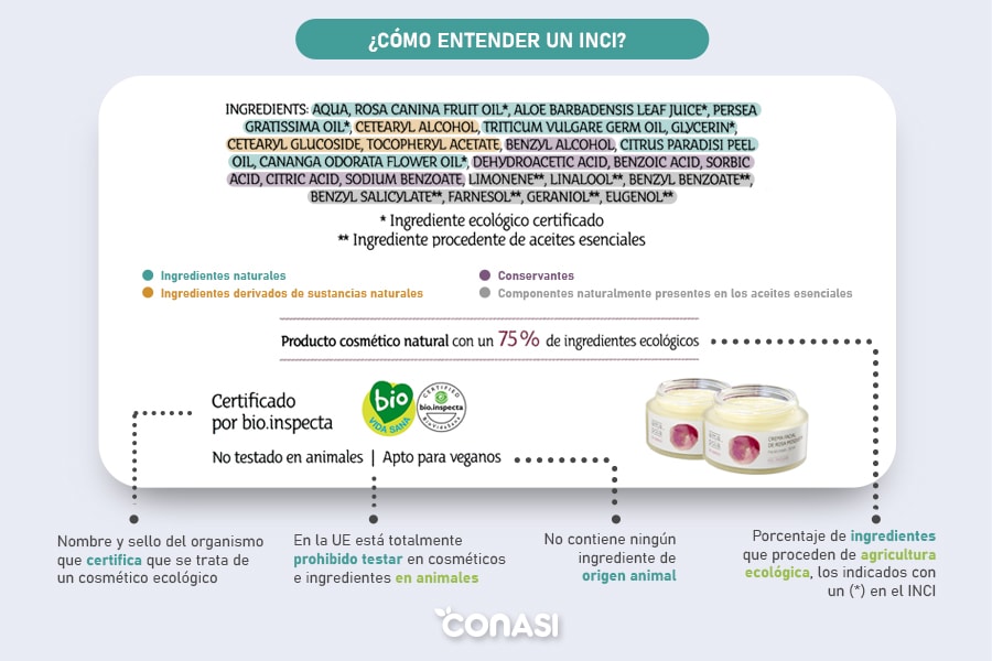 infografia explicando el INCI de una crema