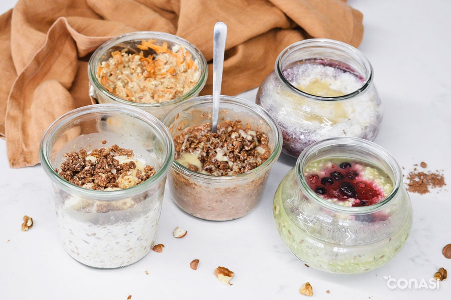 overnight oats de 5 sabores