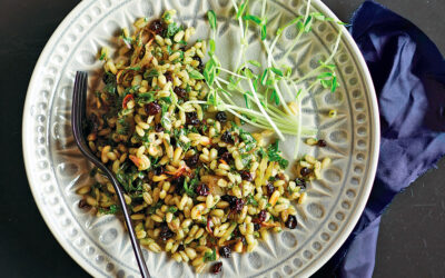 Cebada salteada con pesto vegano