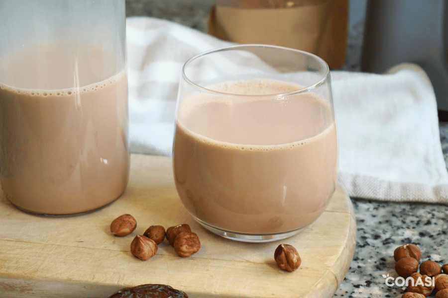 bebida vegetal de avellanas y cacao